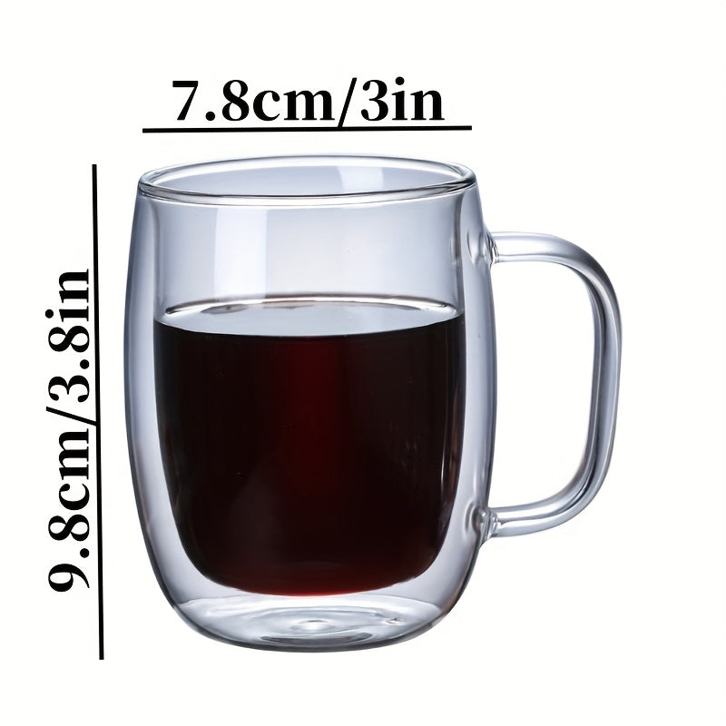 2/4pcs High Borosilicate Double-Layer Glass Mugs | Transparent Heat-Insulated Water Cups with Handles, Large Capacity, Burn Prevention Design, Perfect for Coffee, Tea, Smoothies | Durable Glass, Reusable, Hand Wash Only - The Superior Findings Depot