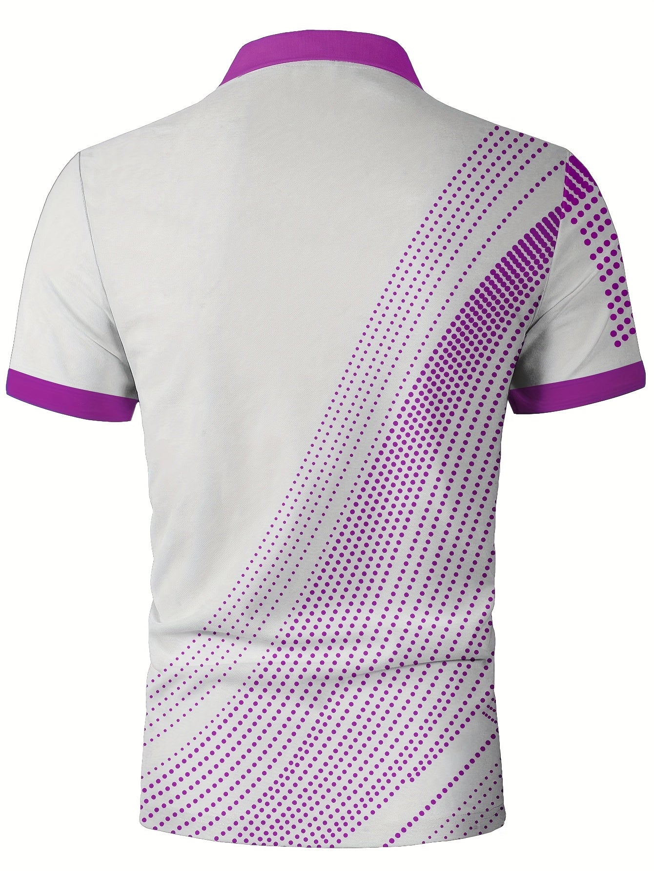 Men'S Classic White & Blue Polo Shirt with 3D Golf Ball Print - Breathable Summer Casual Wear, Regular Fit, Button-Up Collar, Lightweight Fabric for Golf, Park & Casual Attire, Golf Shirt, Park Attire, Sporty Style, Comfortab