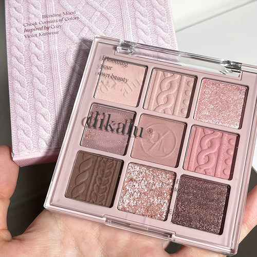 9-color Eyeshadow Palette Low Saturated Matte Pearly Glitter Velvet Texture Brown Color Taro Milk Tea Nude Pink Purple Eyeshadow Waterproof And Long-lasting Makeup - The Superior Findings Depot