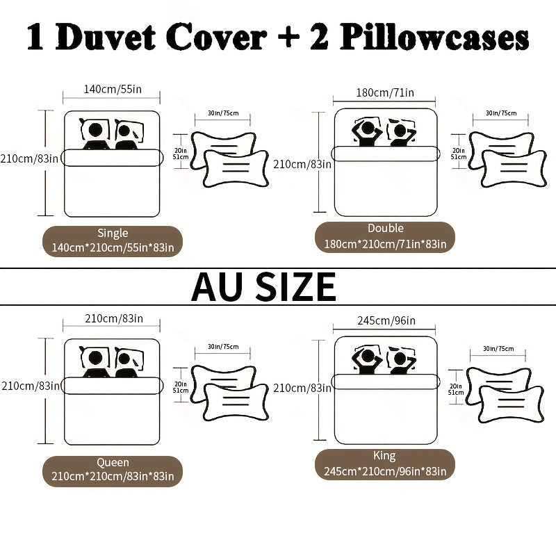 3pcs Duvet Cover Set, Multicolor Printed Bedding Set, Soft Comfortable Duvet Cover, For Bedroom, Guest Room (1*Duvet Cover + 2*Pillowcases, Without Core) - The Superior Findings Depot