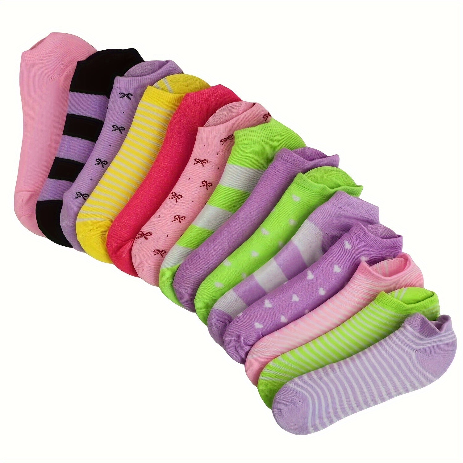 20pairs Random Color Teenager's Fashion Cute Pattern Low-cut Socks, Comfy & Breathable Soft & Elastic Thin Socks For Spring And Summer - The Superior Findings Depot