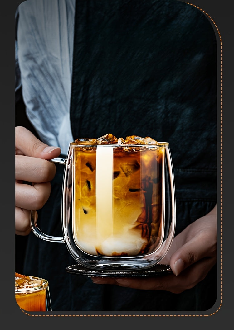 2/4pcs High Borosilicate Double-Layer Glass Mugs | Transparent Heat-Insulated Water Cups with Handles, Large Capacity, Burn Prevention Design, Perfect for Coffee, Tea, Smoothies | Durable Glass, Reusable, Hand Wash Only - The Superior Findings Depot