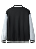 Warm Letter Print Star Pattern Embroidery Varsity Jacket, Men's Casual Color Block Button Up Jacket For Spring Fall School Baseball - The Superior Findings Depot