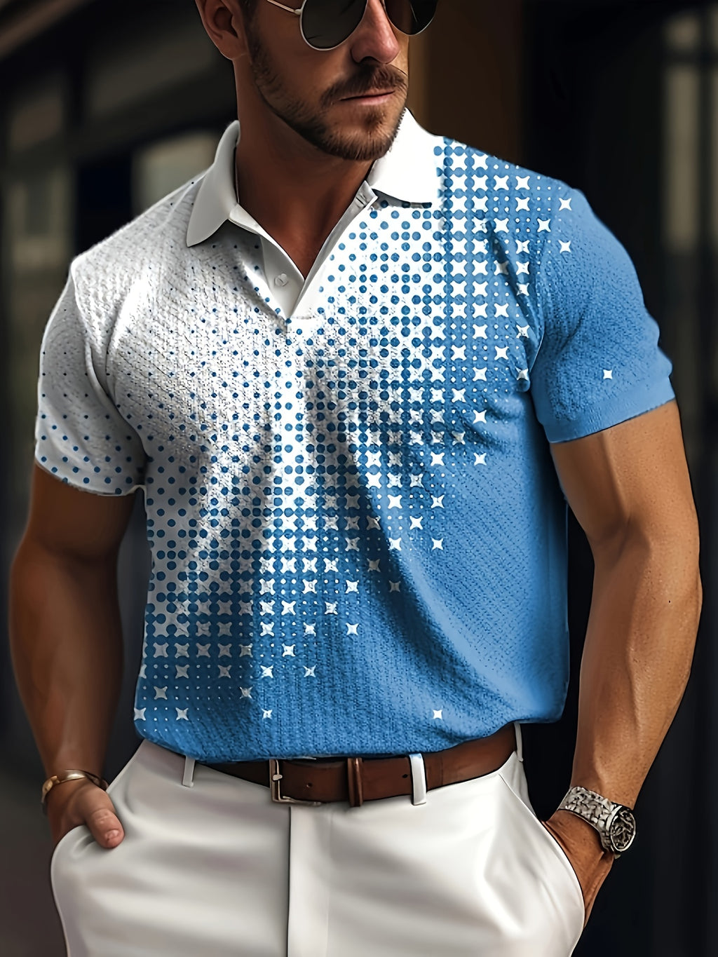 Men's Gradient Short Sleeve Golf Shirts - Casual Regular Fit Summer