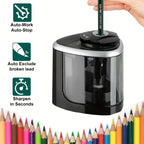 [Electric Pencil Sharpener] Electric Pencil Sharpener | Automatic with Auto-Stop & Lead Breakage - Desktop Sharpener for Office, No Needed, Compact Design, Sharpens Pencils in Seconds, Supplies, Sleek Style, Waste Container - The Superior Findings Depot
