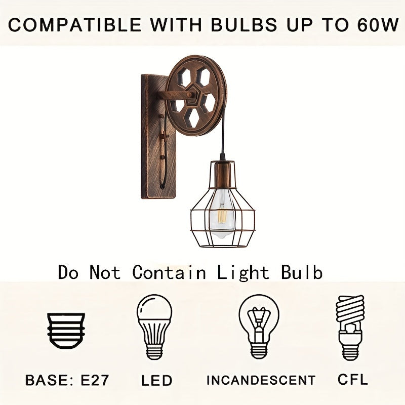 1pc Vintage Industrial Wall Sconce, Rustic Farmhouse Bedside Lamps, Antique Fixtures Wall Lamps For Restaurants Home Bars Bedroom Bedside Corridor Lamps, Do Not Contain Light Bulb - The Superior Findings Depot