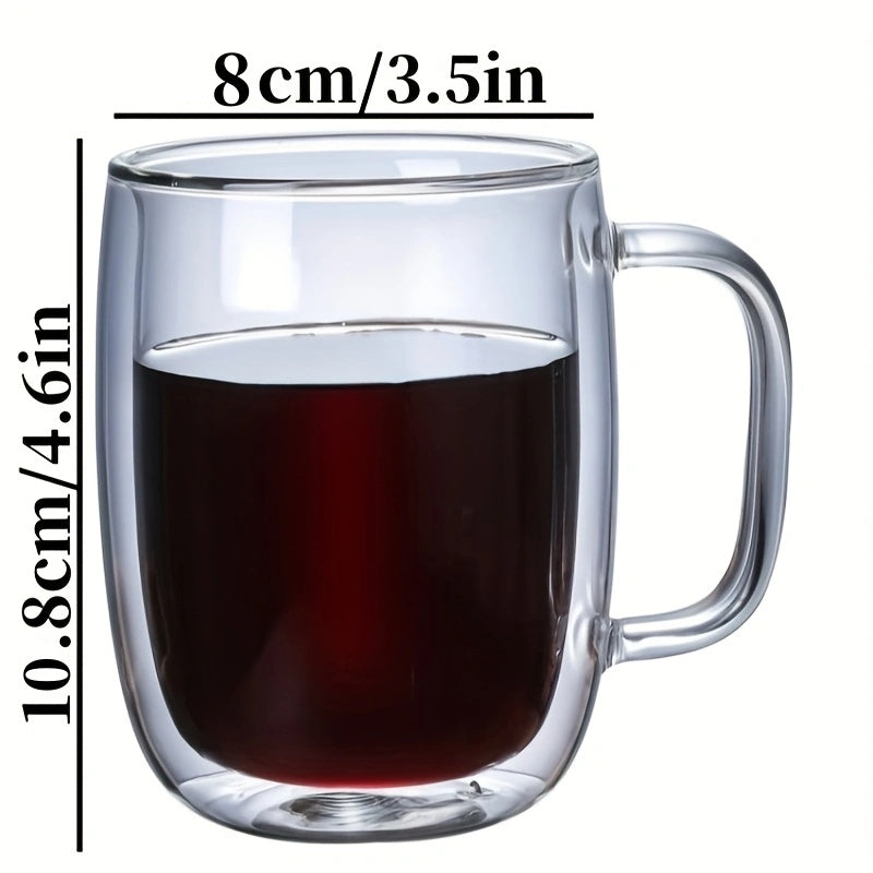 2/4pcs High Borosilicate Double-Layer Glass Mugs | Transparent Heat-Insulated Water Cups with Handles, Large Capacity, Burn Prevention Design, Perfect for Coffee, Tea, Smoothies | Durable Glass, Reusable, Hand Wash Only - The Superior Findings Depot