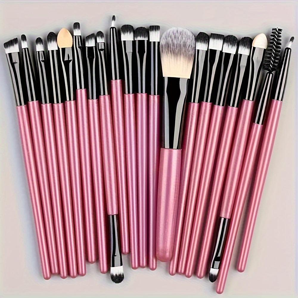 20-Piece Hypoallergenic Makeup Brush Set with Nylon Bristles - Luxe Palm Brushes for Foundation, Blush, Eye Shadow, Eyebrow, & Lip, All Skin Types, ABS Rod - Professional & Beginner Kit, Travel-Friendly - The Superior Findings Depot