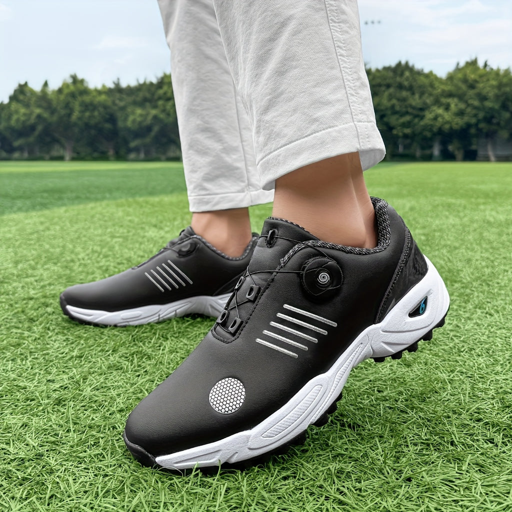 Men's Lightweight Golf Shoes with All-Day Traction - Breathable Synthetic & Rubber Sole for Grass Courses, Casual Wear & Outdoor Sports - White/Black Design, Casual Wear Shoes | Casual Athletic Design | Durable Rubber Sole, G