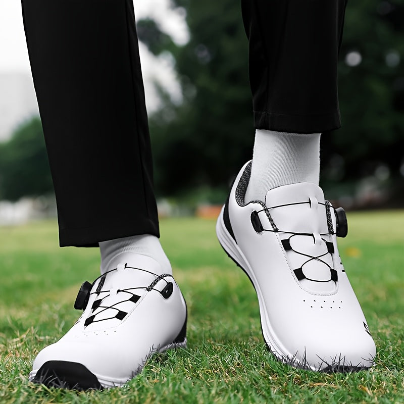 AOPLUS Men'S Stylish Golf Shoes - Low-Top Synthetic Cover Upper, Breathable Fabric & Cushioned Rubber Sole, All-Season Golf Shoes with Arch Support & Traction, Sleek Shoe Design, Comfortable Fit