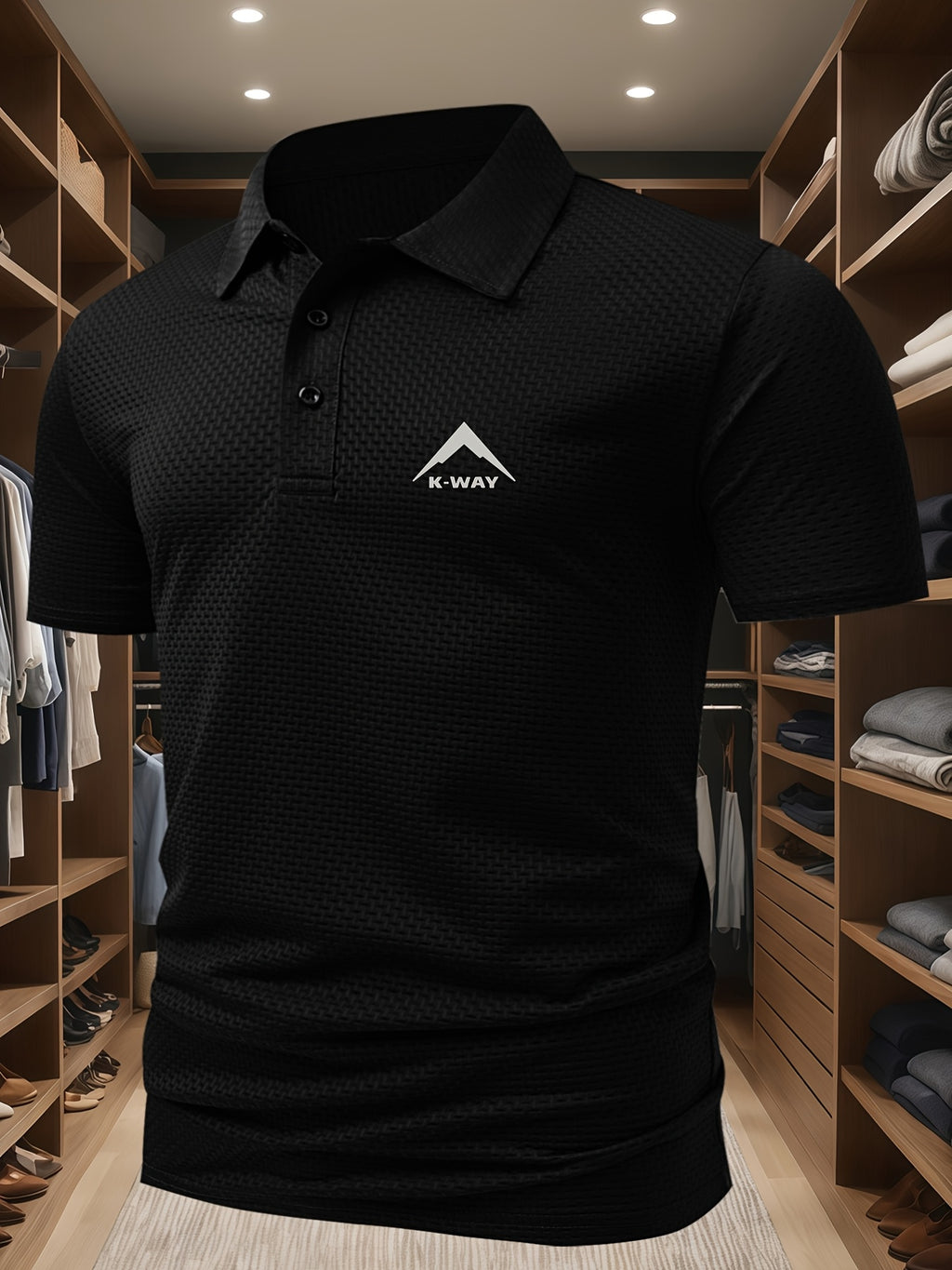 Men's Casual Golf Business Polo Shirt - Large Size Geometric Pattern
