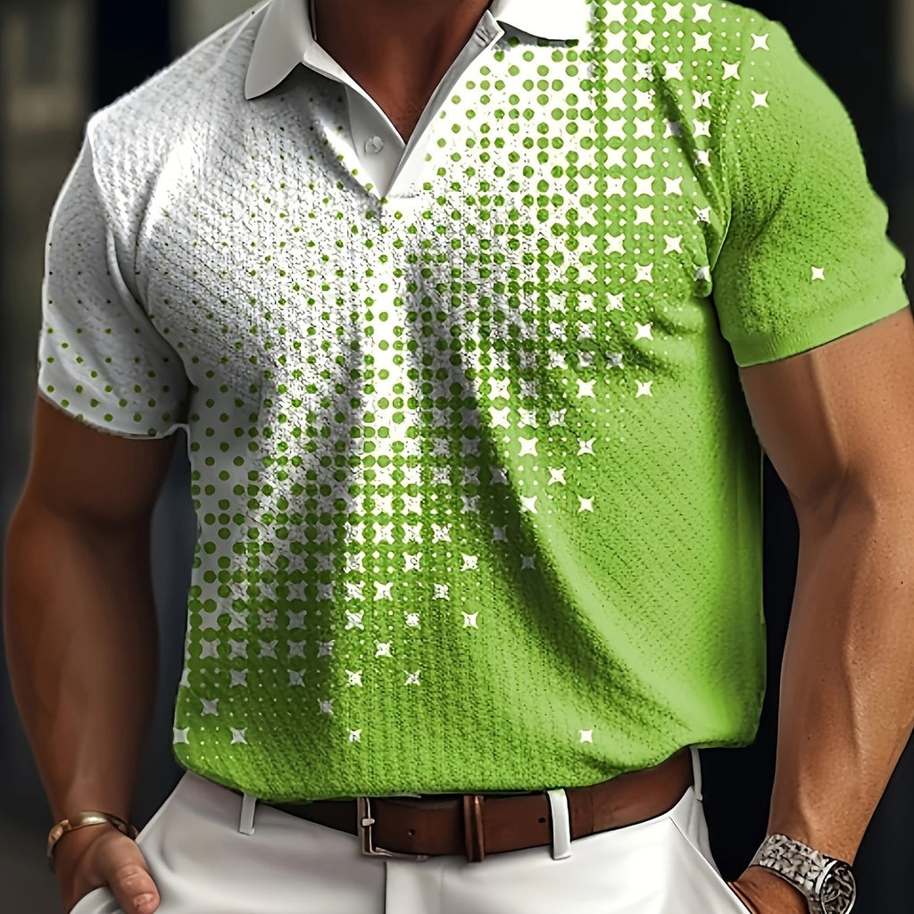 Men's Gradient Short Sleeve Golf Shirts - Casual Regular Fit Summer