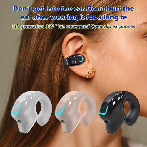 Wireless Earbuds with Long Battery Life, Phone Control & Voice Noise Cancellation - USB-C Charging, 5Th Gen 360° Open Clip Design for Sports & Work, Compatible with All Smartphones - The Superior Findings Depot