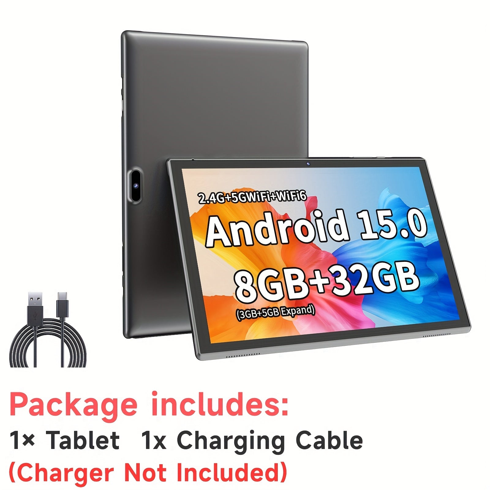 PEICHENG 10 inch Pad Android 15 Tablet, RK3326S 4-Core 4GB (2GB+2GB Expansion)RAM 32GB ROM, 10.1 Inch Tablet, FHD IPS Touch Screen, 2MP Front 8MP Back Camera, Type-C Tablete G-sensor, 6000mAh Larger Battery - The Superior Findings Depot