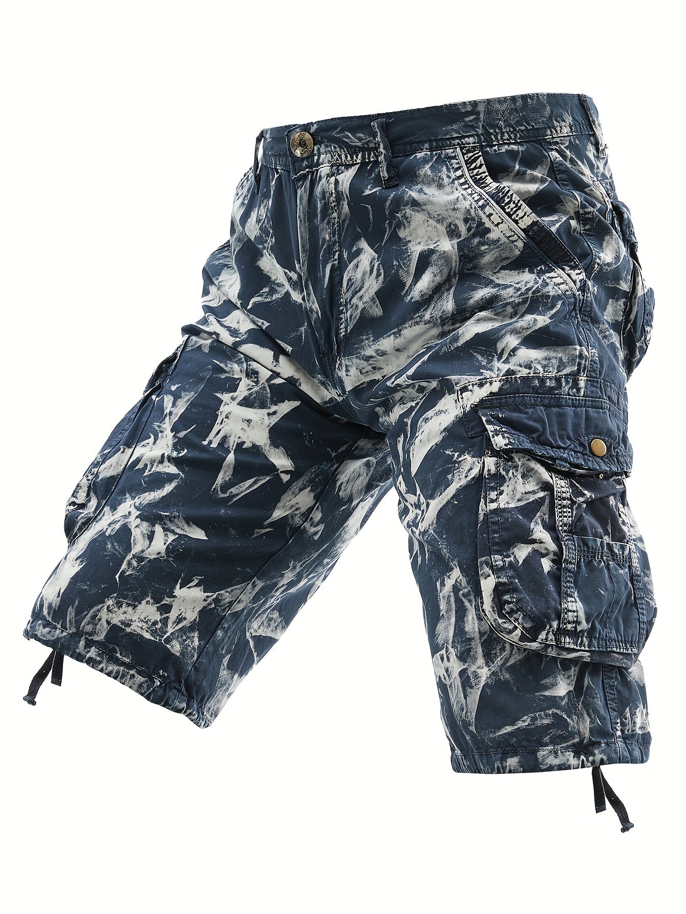 Men's Pure Tie-Dye Washed Outdoor Multi-Pocket Cargo Shorts