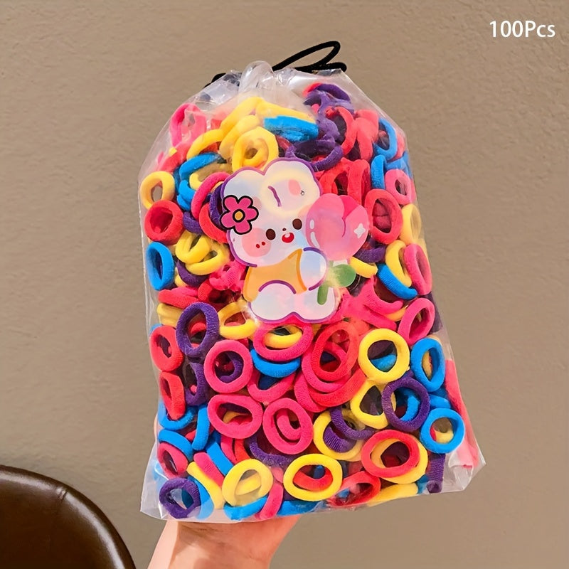 100 Pcs/Bag Children Cute Cartoon Elastic Hair Bands, Girls Lovely Srunchies Rubber Bands, Kid Hair Accessories, Ideal choice for Gifts - The Superior Findings Depot