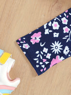 2pcs Girls' Clothing Party Slogan Large Glasses Print Pattern Drop Shoulder Irregular Hem Design Loose Short Sleeve T-Shirt + Floral Print Skinny Nine-Tenths Bottoms Set Girls' Summer Outfit Holiday Gift Girls' Fashion Casual - The Superior Findings Depot