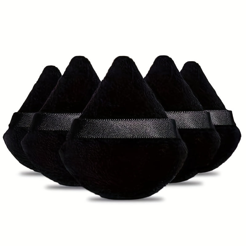 5pcs Soft Triangle Powder Puffs for Loose Powder, Mineral Powder, Body Powder, Velour Cosmetic Foundation Sponges - Nude and Black - Beauty Makeup Tools - The Superior Findings Depot