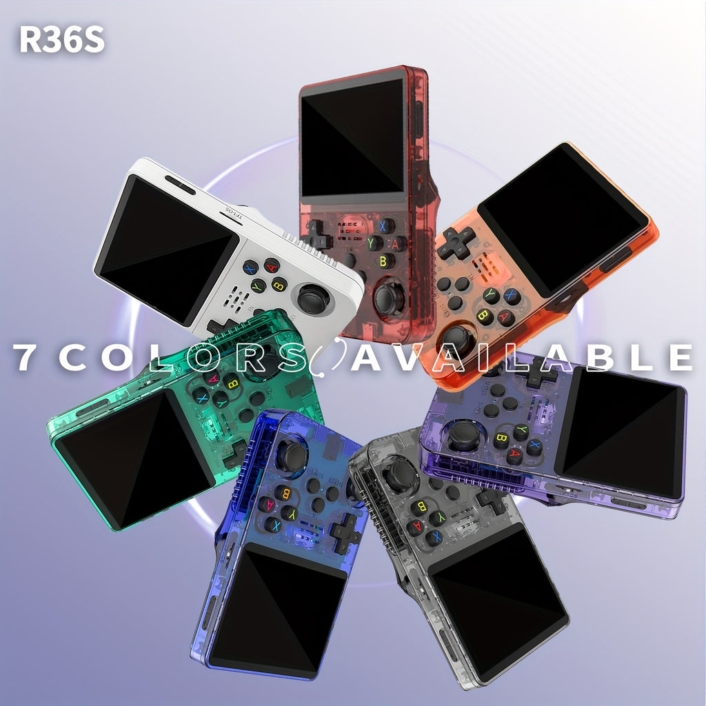 Retro Handheld Game Console R36S / 7 Colors Available / 3.5" Screen Classic Entertainment / 64GB Portable Gaming Device with USB Charging & Rechargeable Battery / Plug and Play - The Superior Findings Depot