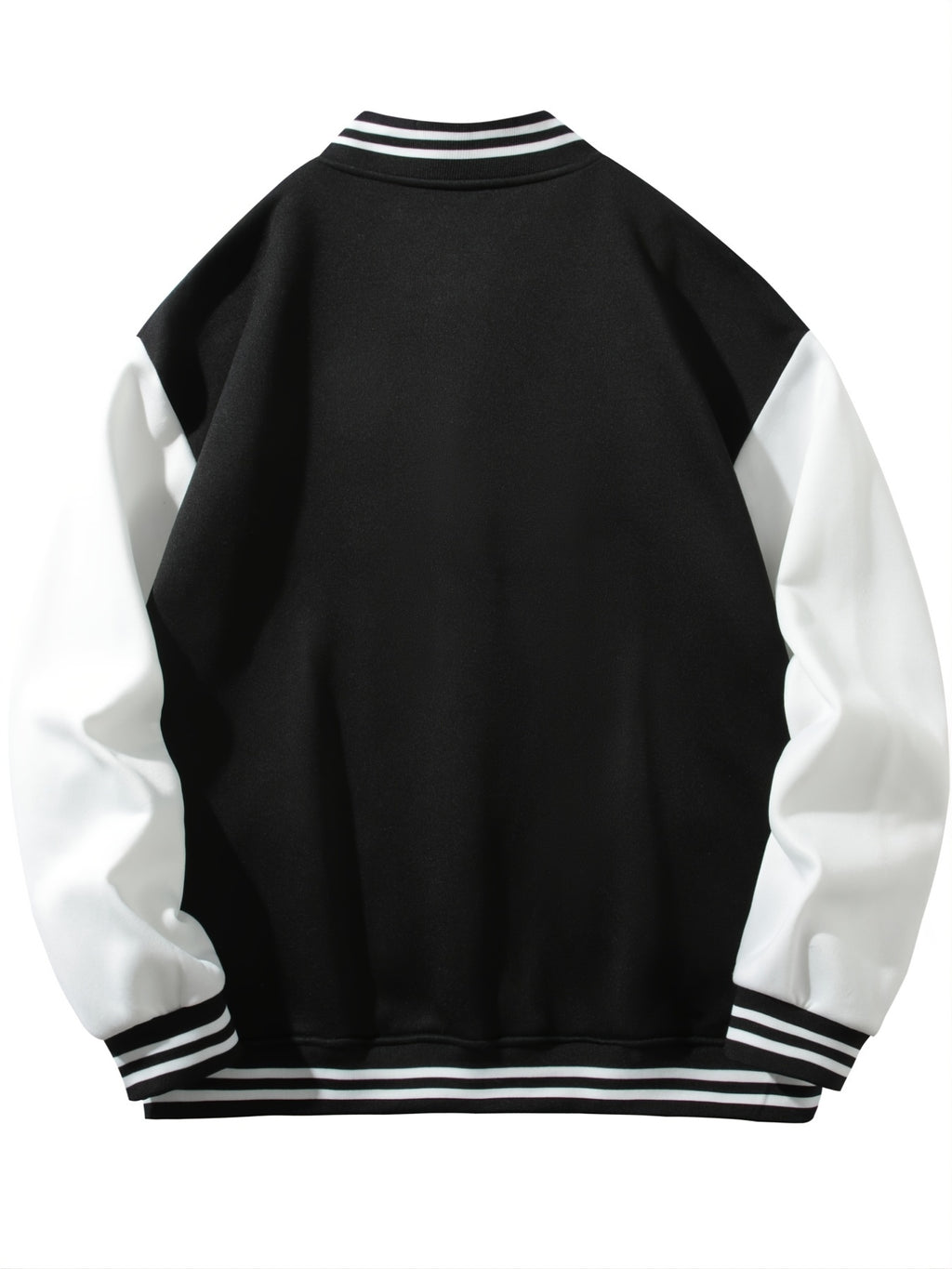 Warm Letter Print Star Pattern Embroidery Varsity Jacket, Men's Casual Color Block Button Up Jacket For Spring Fall School Baseball - The Superior Findings Depot