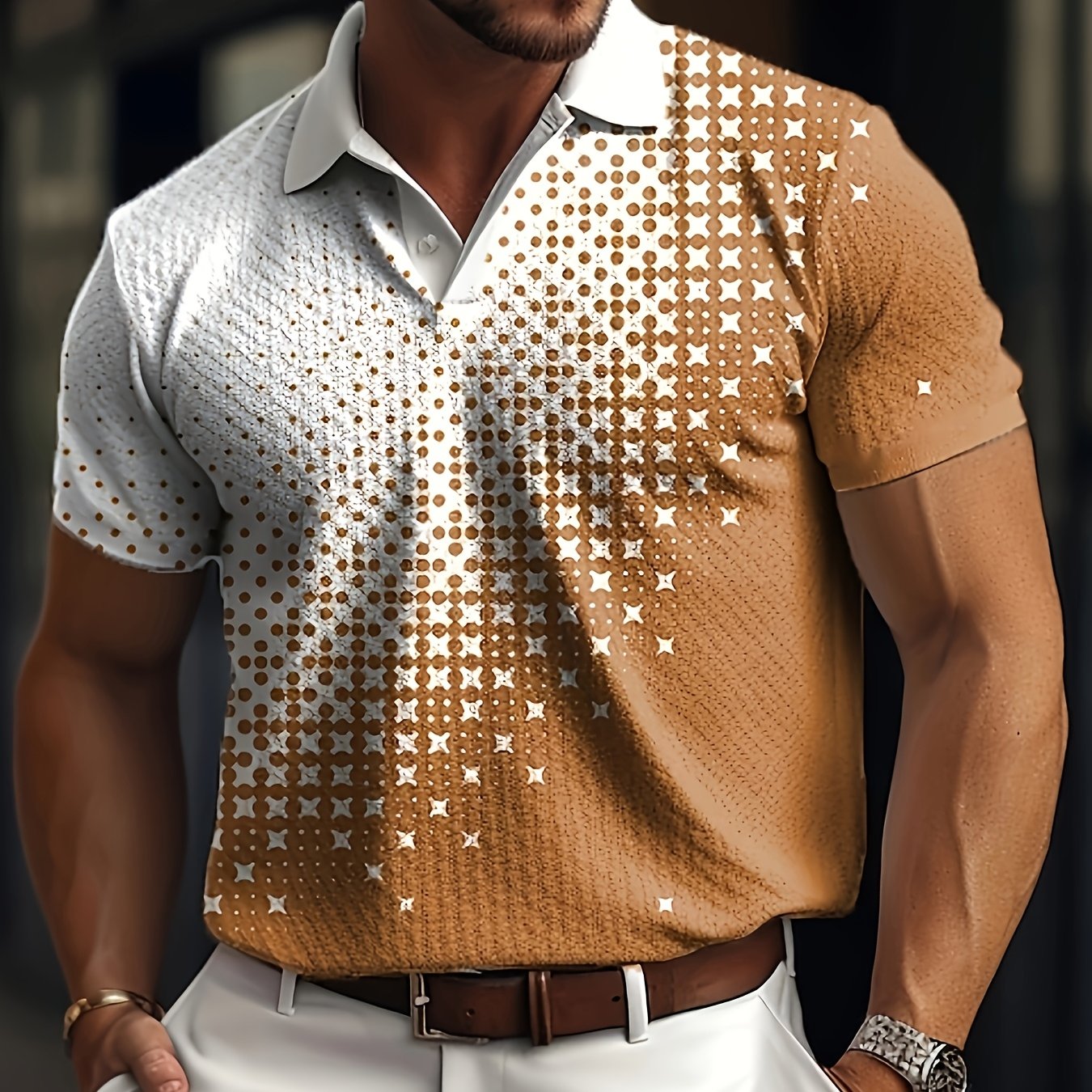 Men's Gradient Short Sleeve Golf Shirts - Casual Regular Fit Summer