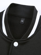 Warm Letter Print Star Pattern Embroidery Varsity Jacket, Men's Casual Color Block Button Up Jacket For Spring Fall School Baseball - The Superior Findings Depot