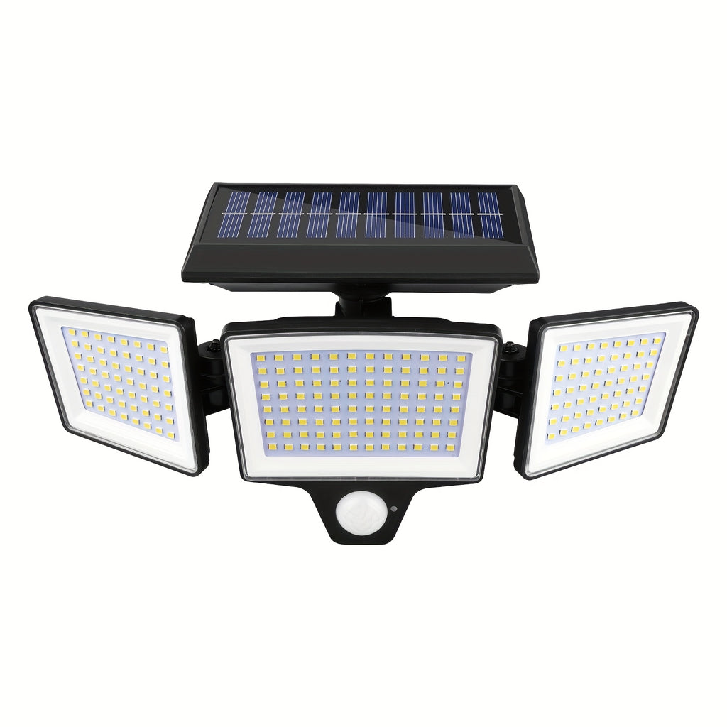 1pc Outdoor Solar Light - 208-LED Motion Sensor 3-Head IP44