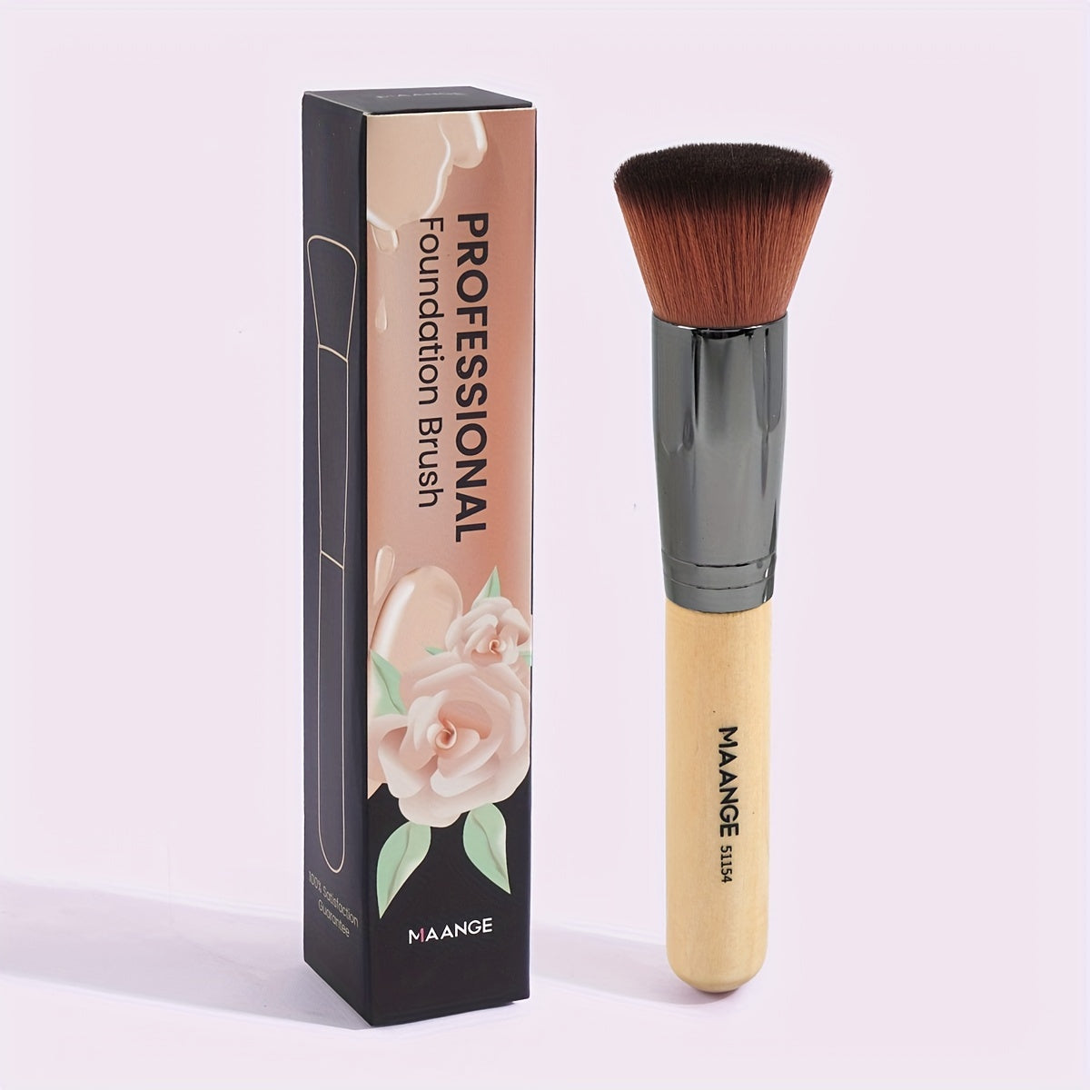 MAANGE Flawless Foundation Brush - Large Flat Top, Ultra-Soft Nylon Bristles for Seamless, Quick Application - Fragrance-Free, Ideal for All Skin Types - Black Handle, MAANGE - The Superior Findings Depot