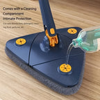[Rotating Cleaning Mop] 1set, 360° Rotating Triangle Cleaning Mop | Long Handle Floor Mop, Hands-free Wash Squeeze Mop, Wet And Dry Dual-use Cleaning Mop, for Floor Wall Ceiling Corner Glass, Cleaning Supplies, Cleaning Tool - The Superior Findings Depot