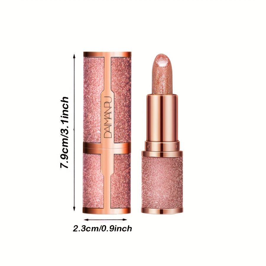 Rose Smoky Glitter Lipstick - Shimmering Pink Glossy Lipstick with Metallic Finish, Long-Lasting for All Light Beige Types, Perfect for Parties & Special Occasions, Party Makeup, Starry Sky Design, Metallic Finish - The Superior Findings Depot