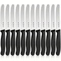12-Piece Tomato Knife, Snack Knife, Sharp Blade, Corrugated Cut, Breakfast Knife, High Quality Stainless Steel Table Knife, Durable Bread Knife, Sharp Knife, Dishwasher Safe(Black handle) - The Superior Findings Depot