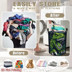 1pc Dinosaur Print Laundry Basket - Foldable Large Capacity with Handles