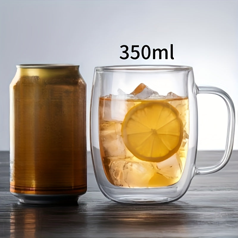 2/4pcs High Borosilicate Double-Layer Glass Mugs | Transparent Heat-Insulated Water Cups with Handles, Large Capacity, Burn Prevention Design, Perfect for Coffee, Tea, Smoothies | Durable Glass, Reusable, Hand Wash Only - The Superior Findings Depot