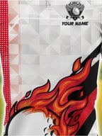 Men's Custom Golf Shirt - Blue & Black Flame with Golf Ball Accent