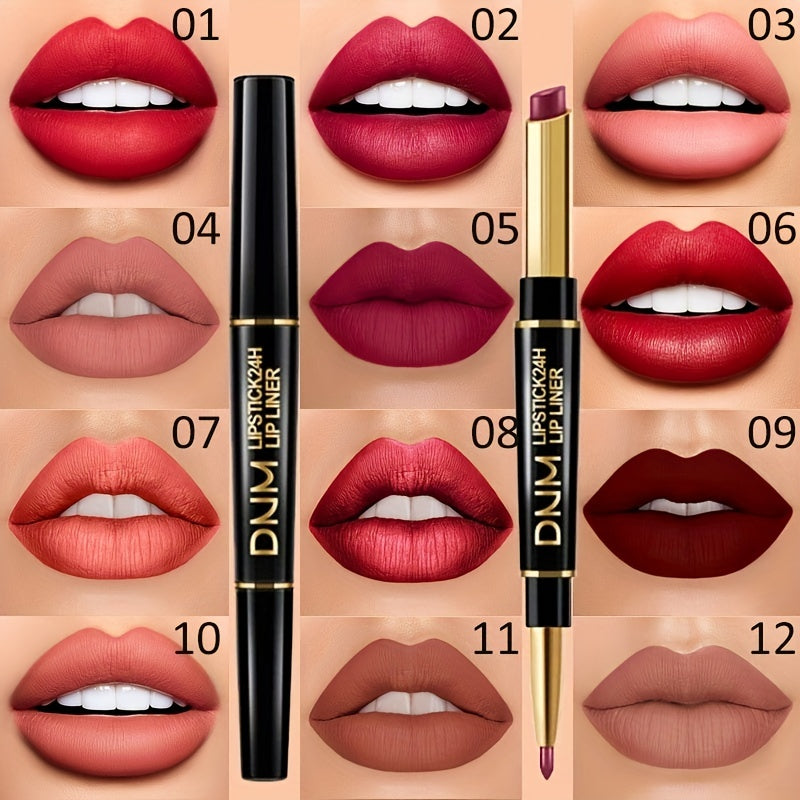 Double-ended Non-stick Cup Long Lasting Lipstick Lip Liner High Pigmented Waterproof Valentine's Day Gifts - The Superior Findings Depot