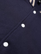 Warm Letter Print Star Pattern Embroidery Varsity Jacket, Men's Casual Color Block Button Up Jacket For Spring Fall School Baseball - The Superior Findings Depot