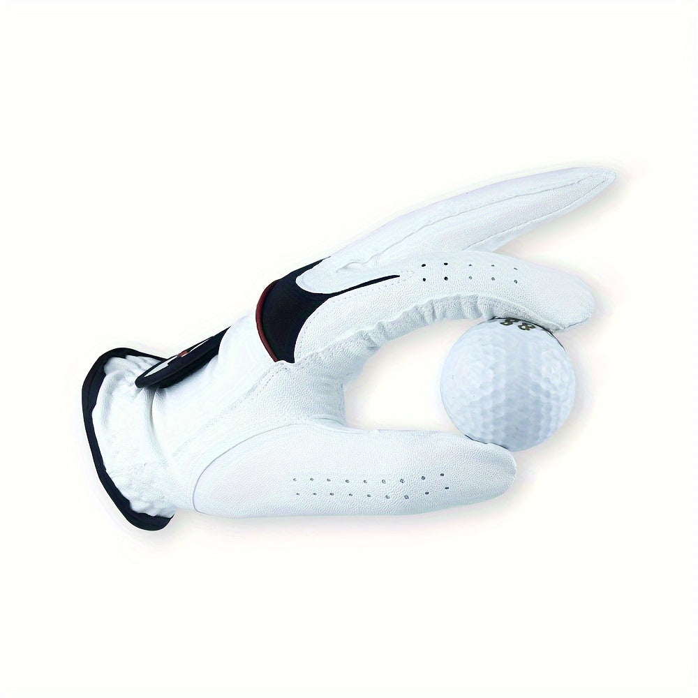 URK Men'S Breathable Mesh Anti-Slip Golf Glove - Left Hand, Comfortable Grip, White with Black Stitching, Perfect for the Course Experience, Golf Accessorie