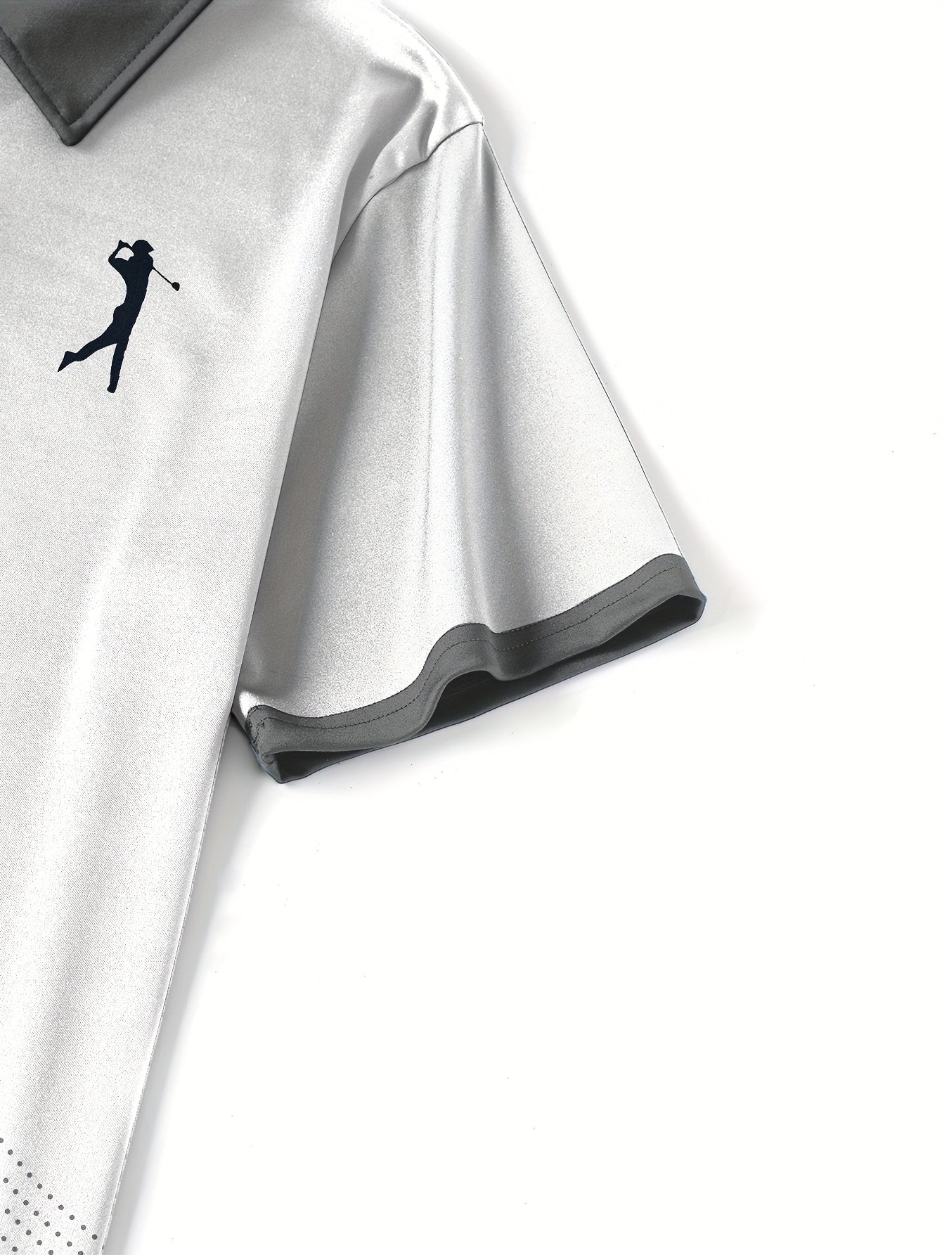 Men'S Classic White & Blue Polo Shirt with 3D Golf Ball Print - Breathable Summer Casual Wear, Regular Fit, Button-Up Collar, Lightweight Fabric for Golf, Park & Casual Attire, Golf Shirt, Park Attire, Sporty Style, Comfortab