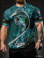 Men's Fish Pattern T-Shirt - Summer Outdoor Leisure Sports