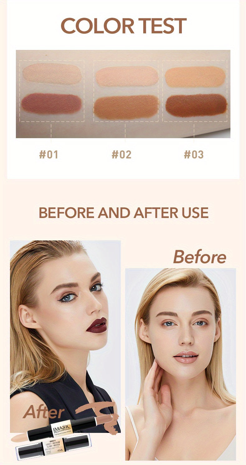 IMAN OF MAGIC Dual-Ended Concealer & Contour Stick - Waterproof, Natural Finish for All Skin Tones | Highlights & Conceals Blemishes, Dark Circles, Shadows Nose & Cheeks | Versatile Makeup Stick with Pink & Brown Shades - The Superior Findings Depot