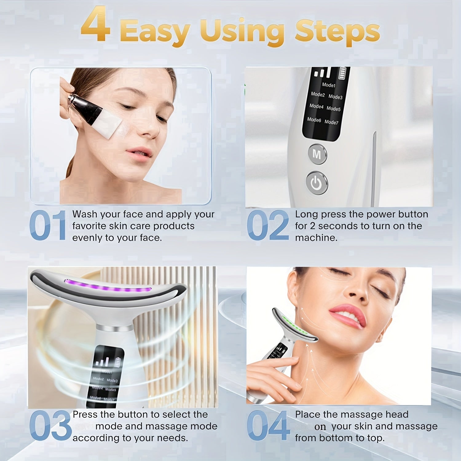 Face and Neck Massager, 7 Modes, Rechargeable USB, Home Neck and Face Massager, Perfect Gift for Mom on Mother's Day, Perfect Gift Choice for 10 Holidays - The Superior Findings Depot
