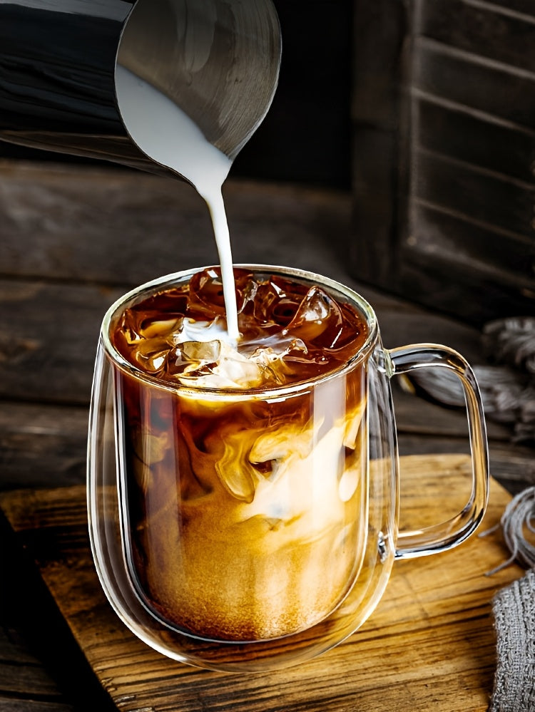 2/4pcs High Borosilicate Double-Layer Glass Mugs | Transparent Heat-Insulated Water Cups with Handles, Large Capacity, Burn Prevention Design, Perfect for Coffee, Tea, Smoothies | Durable Glass, Reusable, Hand Wash Only - The Superior Findings Depot