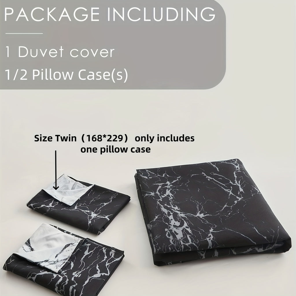 2/3pcs Brushed Marble Print Duvet Cover Set, Excludes Filling and Pillows - The Superior Findings Depot