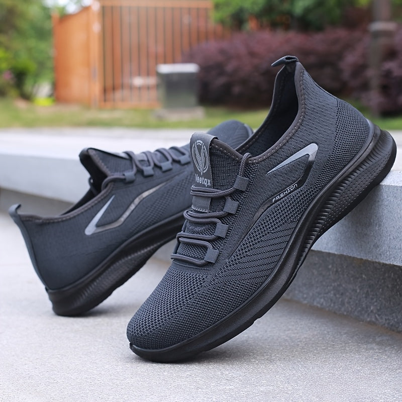 Men's Lightweight Slip-Resistant Casual Sneakers - Breathable Mesh & Fabric Upper, Durable PU Sole, Round Toe Low-Top Design for Hiking, Outdoor, Travel & Daily Wear - All-Season Comfort, Hiking Shoes, Outdoor Footwear, Sleek - The Superior Findings Depot