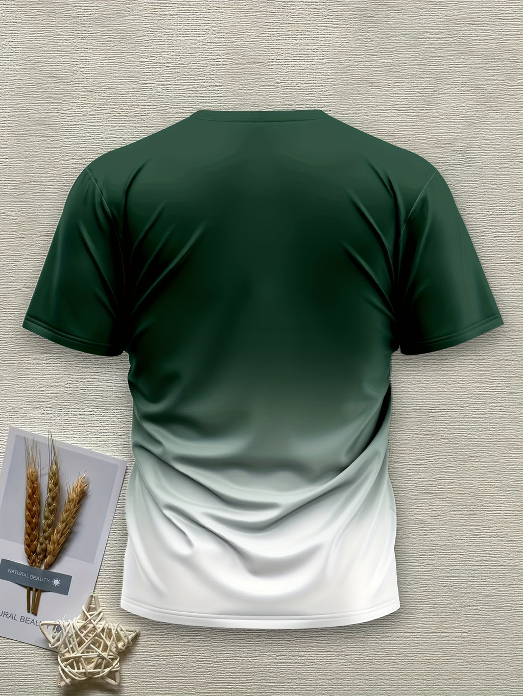 Men's Short Sleeve T-Shirt with Bold "JESUS THE WAY TRUTH LIFE" Print - Green & White Gradient Casual Round Neck Tee, Machine Washable Regular Fit Religious Graphic Top - The Superior Findings Depot