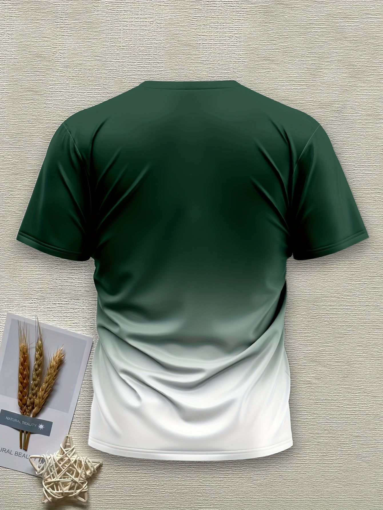 Men's Short Sleeve T-Shirt with Bold "JESUS THE WAY TRUTH LIFE" Print - Green & White Gradient Casual Round Neck Tee, Machine Washable Regular Fit Religious Graphic Top - The Superior Findings Depot