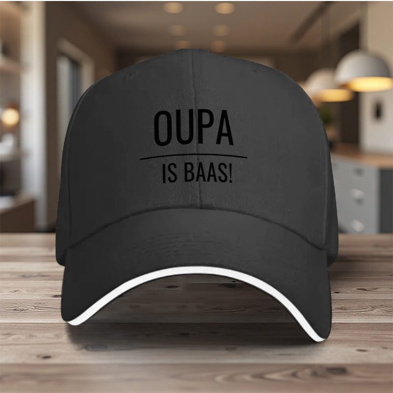 1pc Adjustable Snapback Baseball - Lightweight All-Season Hat with Oupa Is Baas! Design, / Contrast, Unisex for Men & Women, Wedding, Birthday, Baseball Hat, Wedding Accessory, Sporty Style, Durable Construction, Outdoor Enth