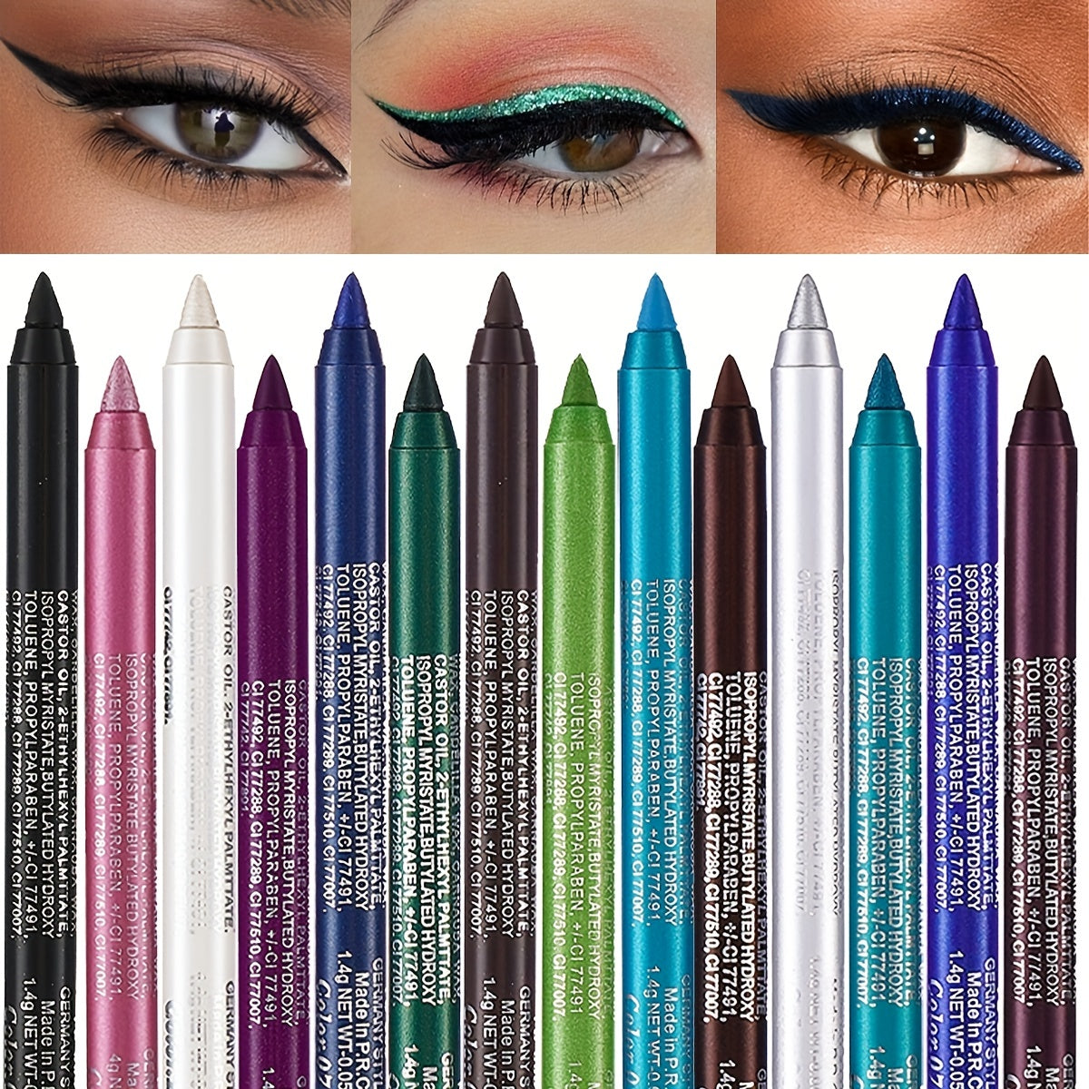 Versatile Eye Makeup Pen, Monochromatic Colored Eyeliner Pencil, Pearl GlitterEyeliner For Women, Creamy Eyeshadow Pencil, Waterproof, Professional Eye Liner/Shadow Makeup For Siren's Eye Look, Daily Makeup, Cosplay And Hallo - The Superior Findings Depot