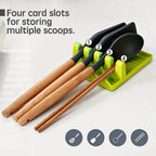 1pc Multi-Functional Kitchen Utensil Holder - 4 Slots White/Green