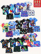 Hot-Selling ' And ' /Loungewear Sets, 3 Sets Randomly Selected. Stylish And Energetic Design, Suitable for All Seasons, Featuring Soccer Balls, Motorcycles, Planets, And Dinosaurs. Skin-Friendly, Soft, And Comfortable., Perfe - The Superior Findings Depot